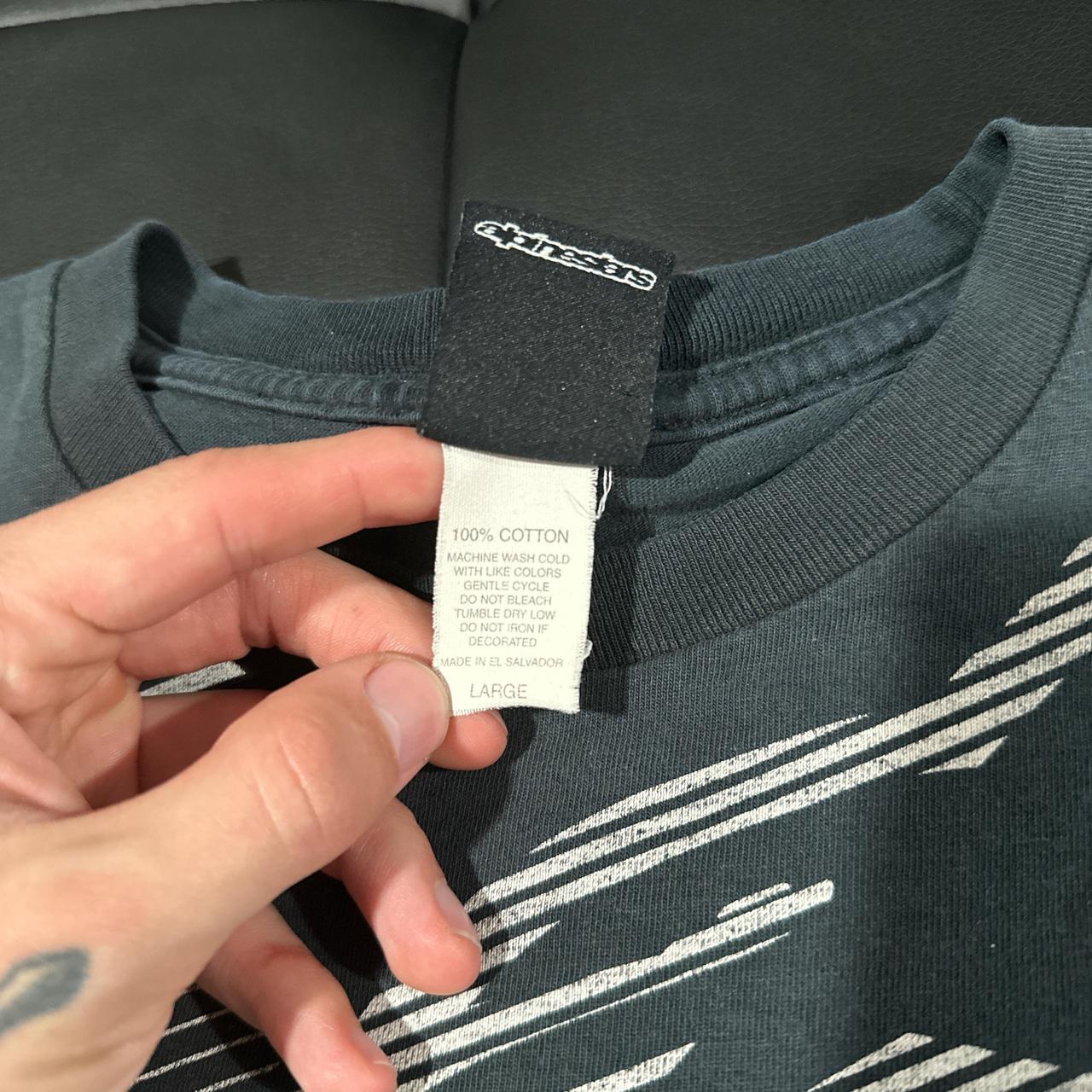 Alpinestars grey and white graphic tee skater y2k... Depop