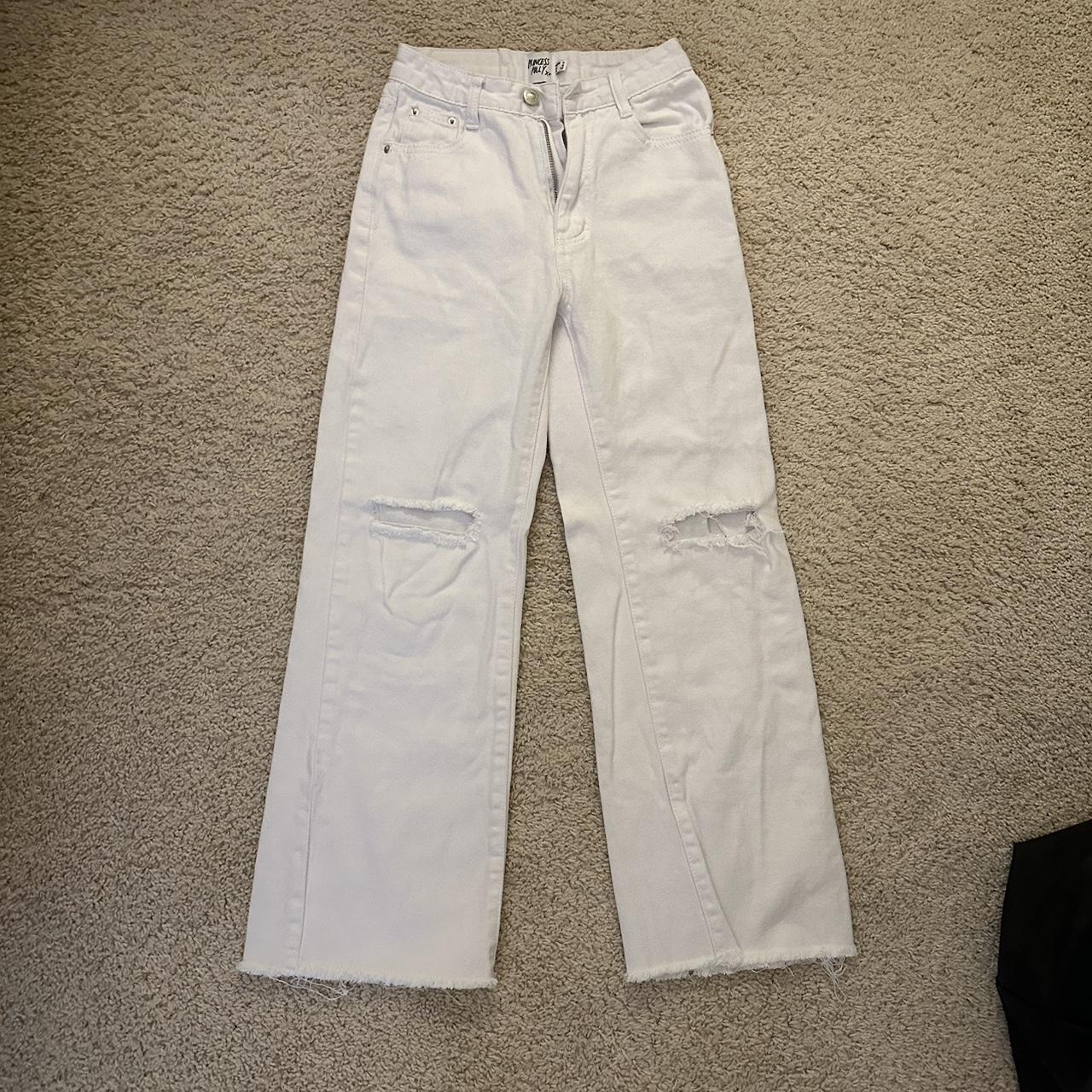 Princess polly white wide leg jeans Fit waist 23 - Depop