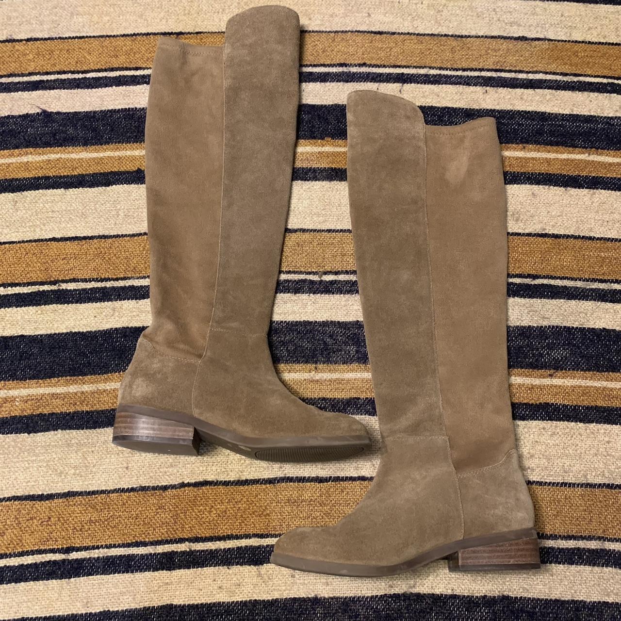 Sole Society Knee High Leather Suede Boots Tan Flat Depop