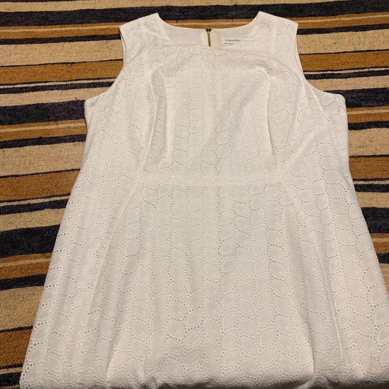 Calvin klein white eyelet dress best sale