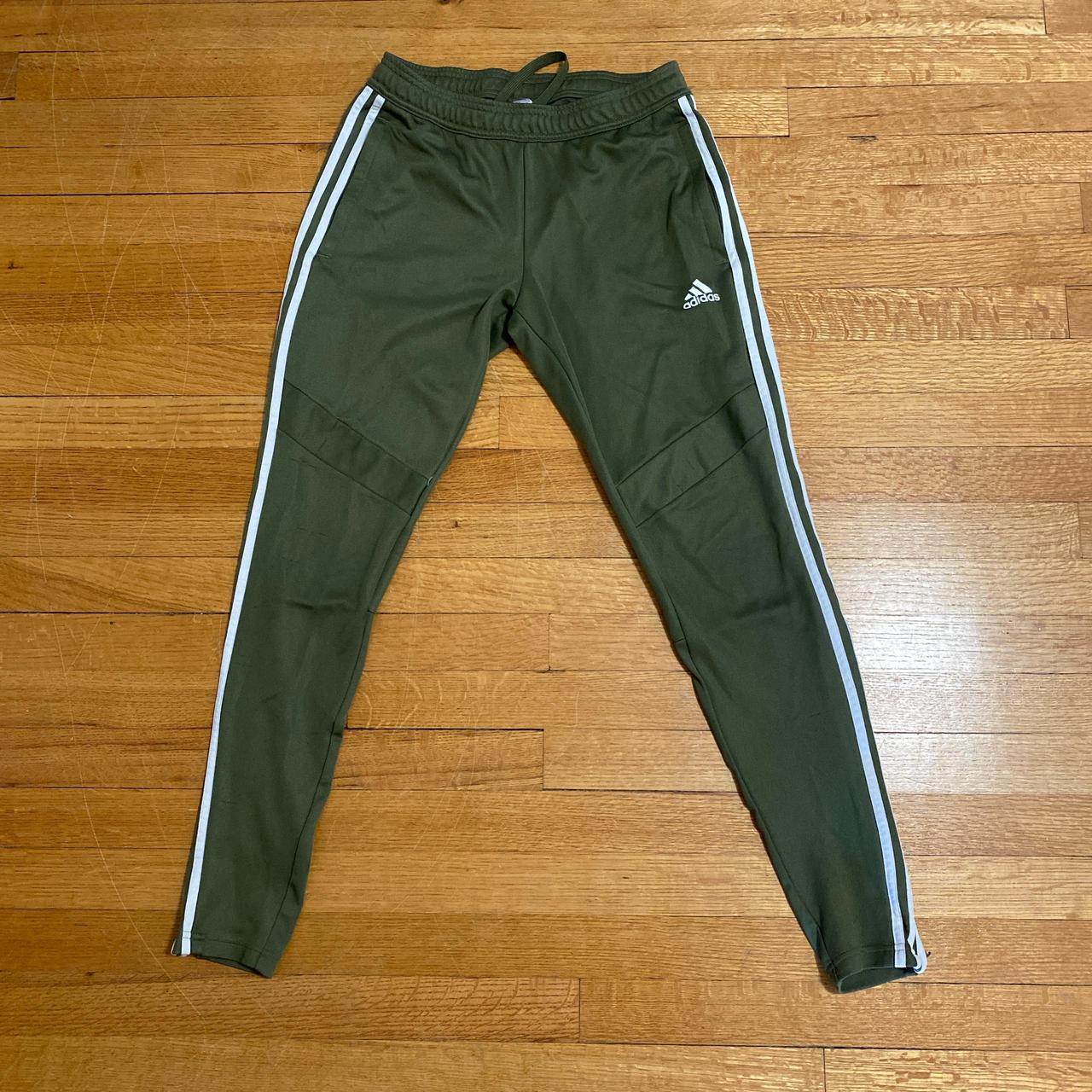 Adidas olive green track pants. Some snags and loose. Depop