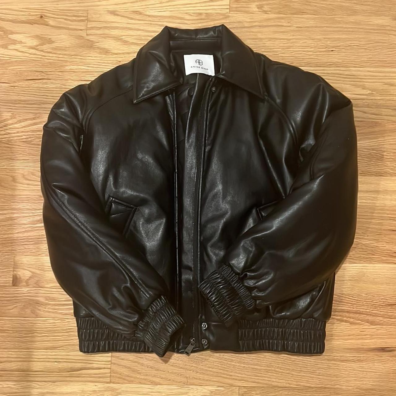 NWT Anine Bing Black Leather Bomber Depop