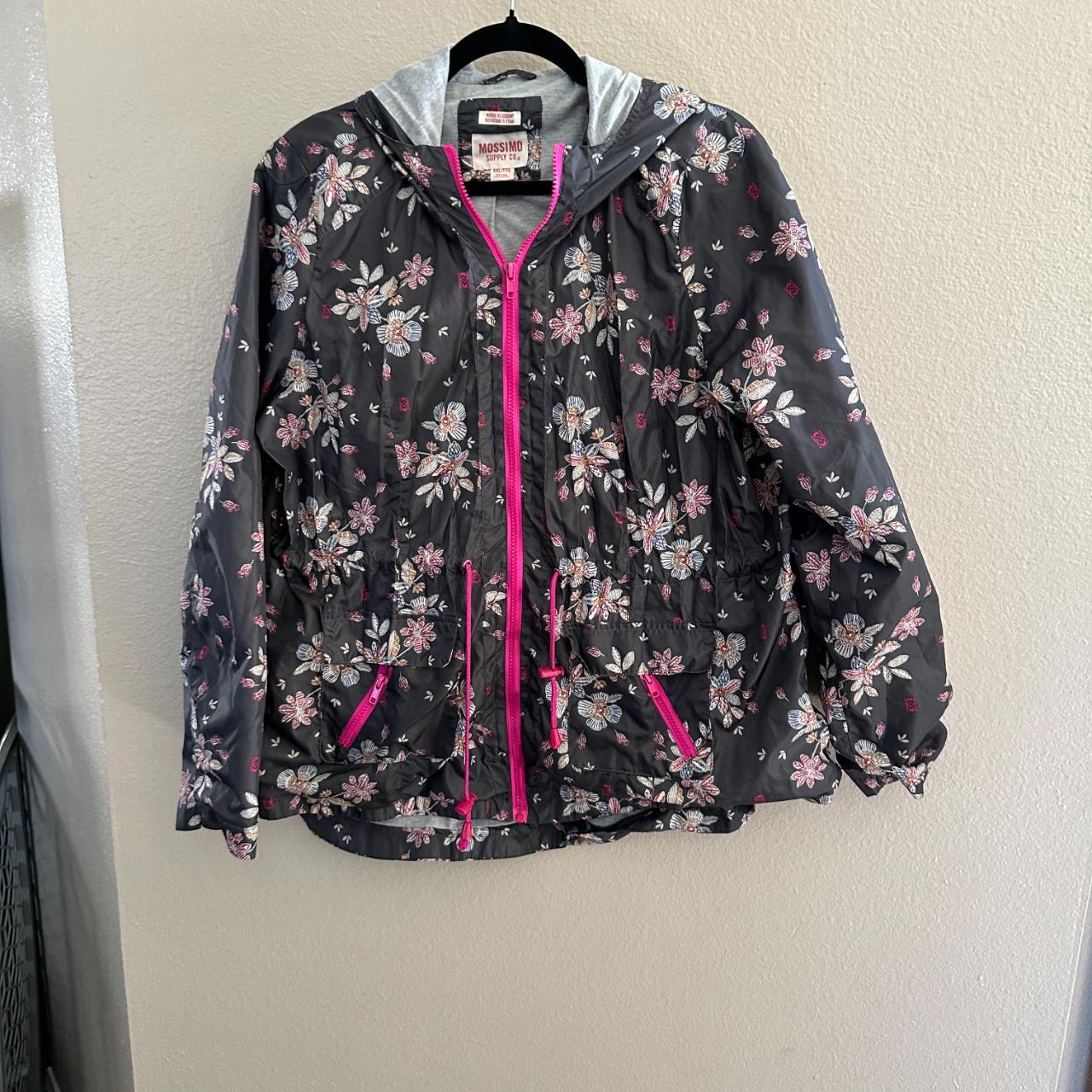 Mossimo Black Floral Rain Jacket Size XX Large No. Depop