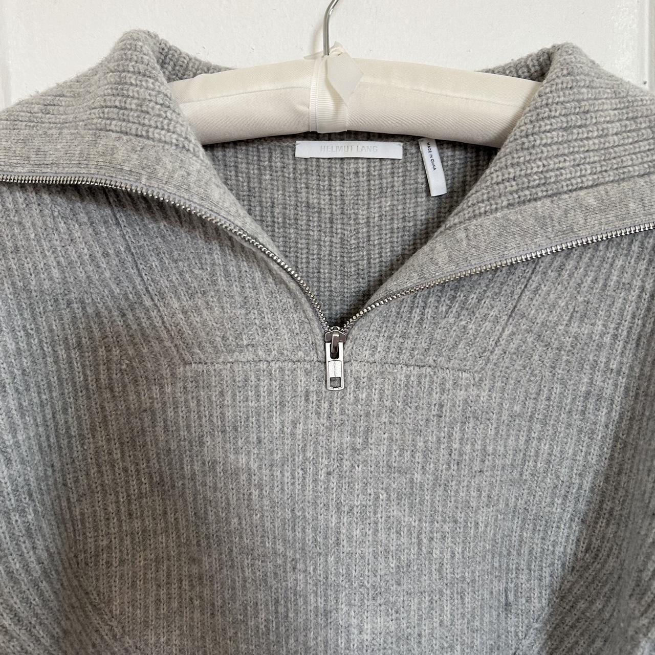Helmut Lang half zip gray ribbed cropped oversized | Depop