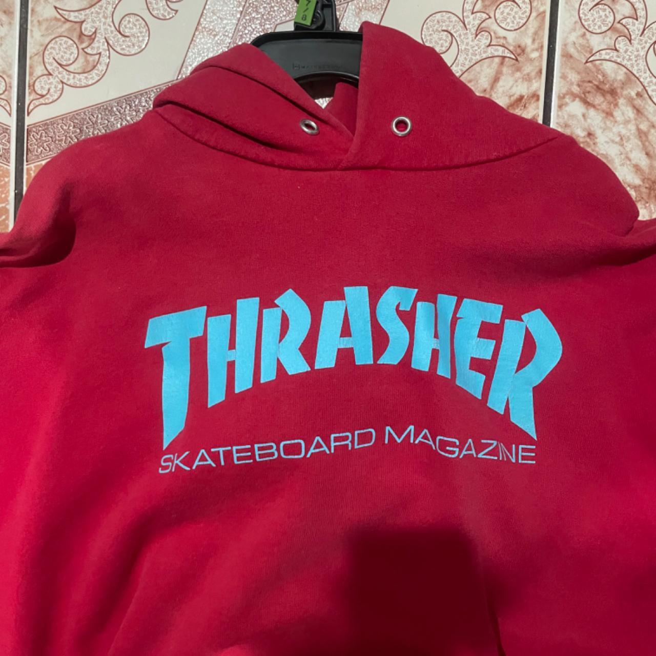 Really cool classic thrasher red and blue hoodie - Depop