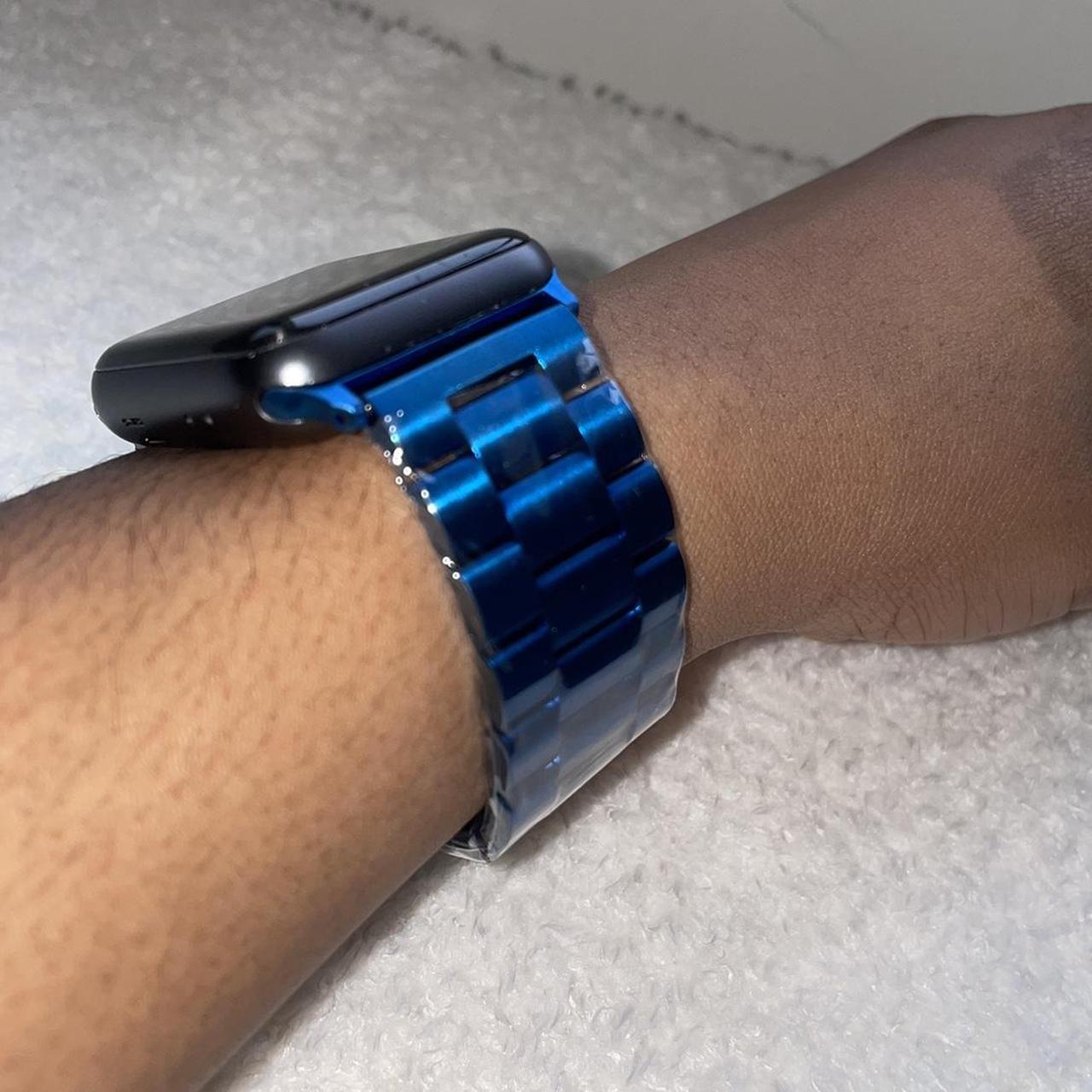 Blue apple watch band size 3 8/40mm stainless steel Depop