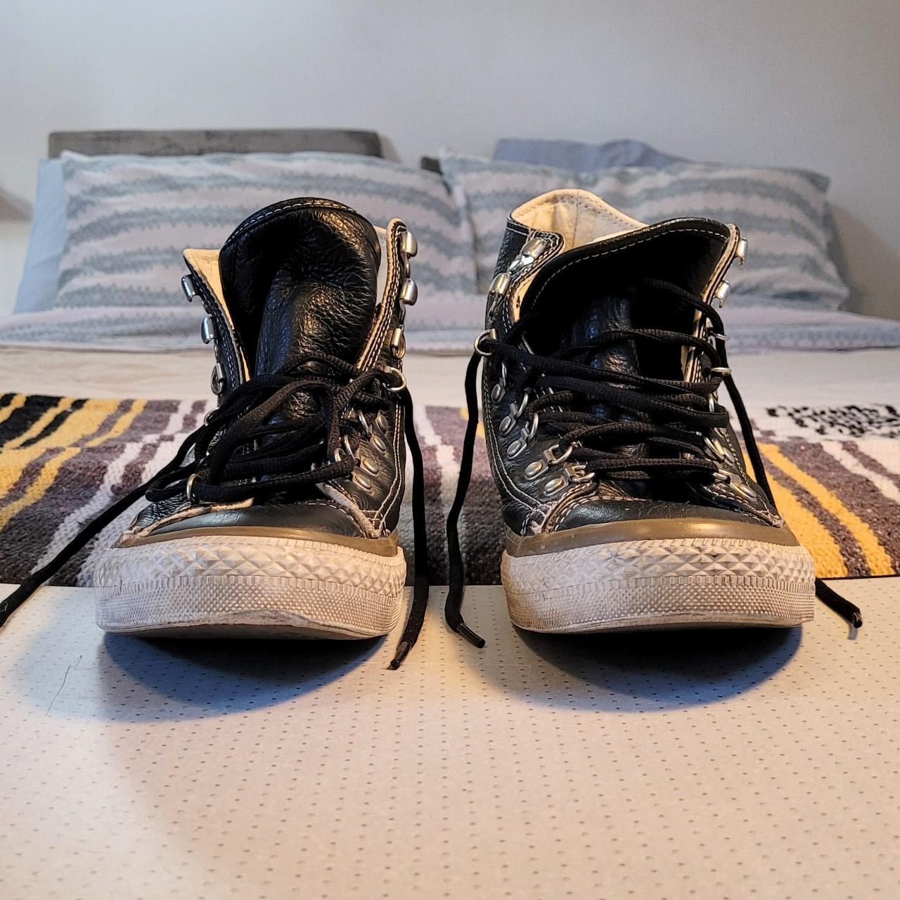 Black leather converse tapper with zipper