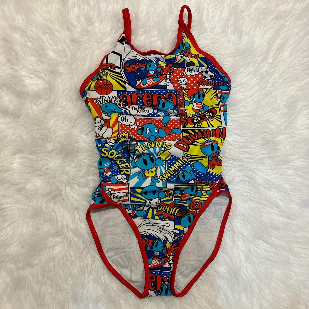 Arena Cartoon Red Multicolor One Piece Swimsuit Sz... - Depop