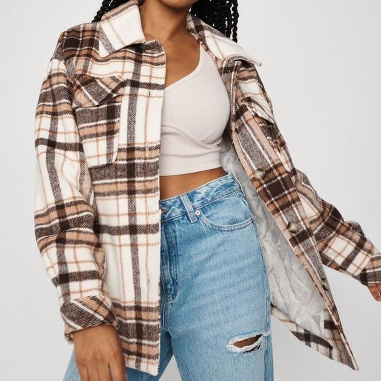 Vancity Shacket Color: Brown Plaid Depop