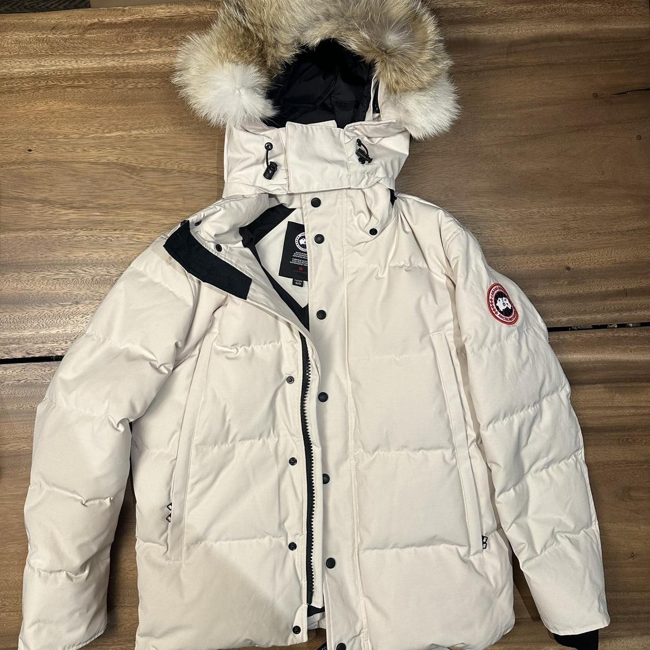 Canada goose white ski jacket Depop