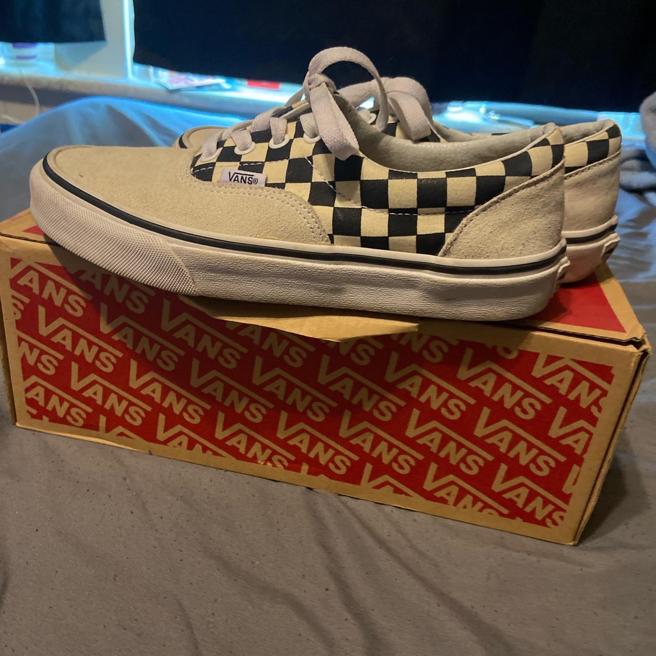 Vans primary check era deals marshmallow & black shoes