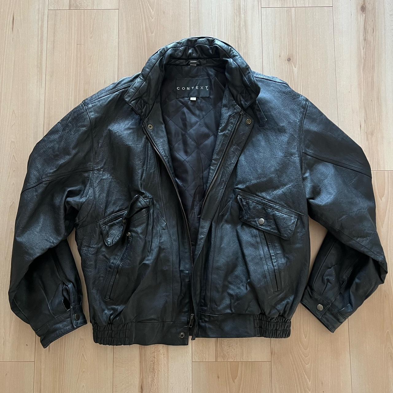 Context leather jacket bomber - Depop