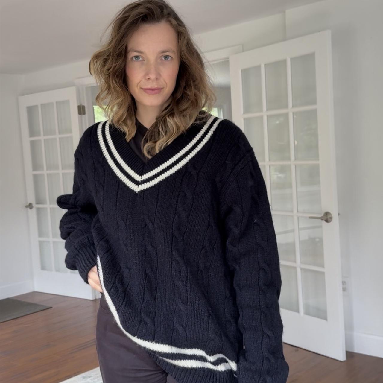 Navy Sweater Brandy Melville Oversized Sweater Blue Striped