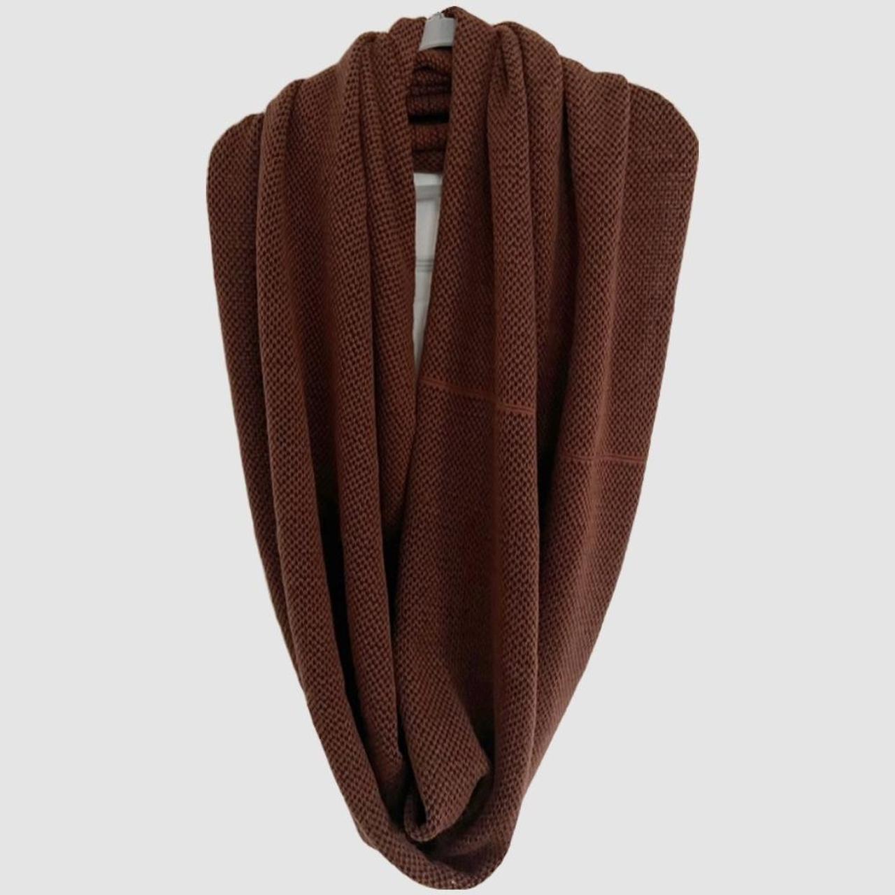 H&M burnt orange and black knit scarf, Depop