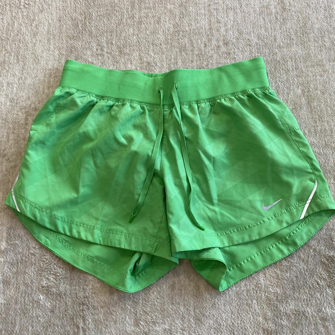 XS Green Nike reflective dri-fit shorts, size xs.... - Depop