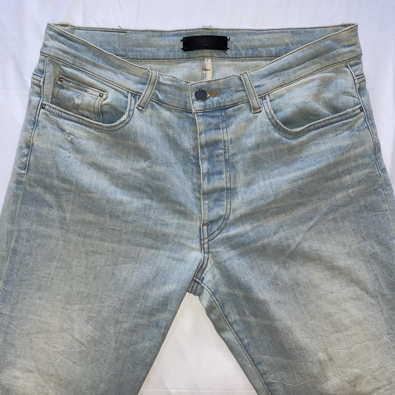 AMIRI logo patch stonewashed skinny jeans Men’s EU... - Depop