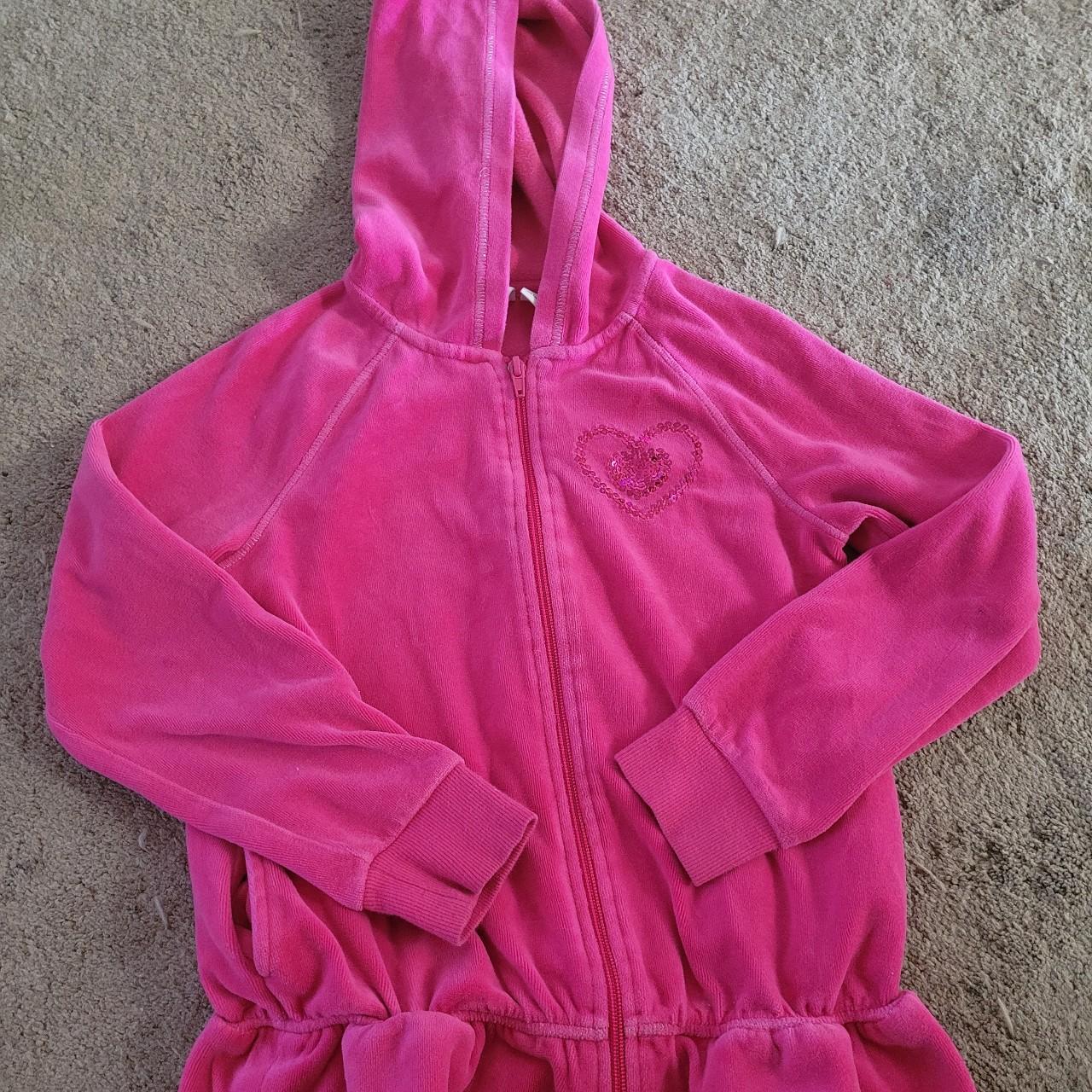y2k 2000s bright pink velvet zip up! Has a tiny... - Depop