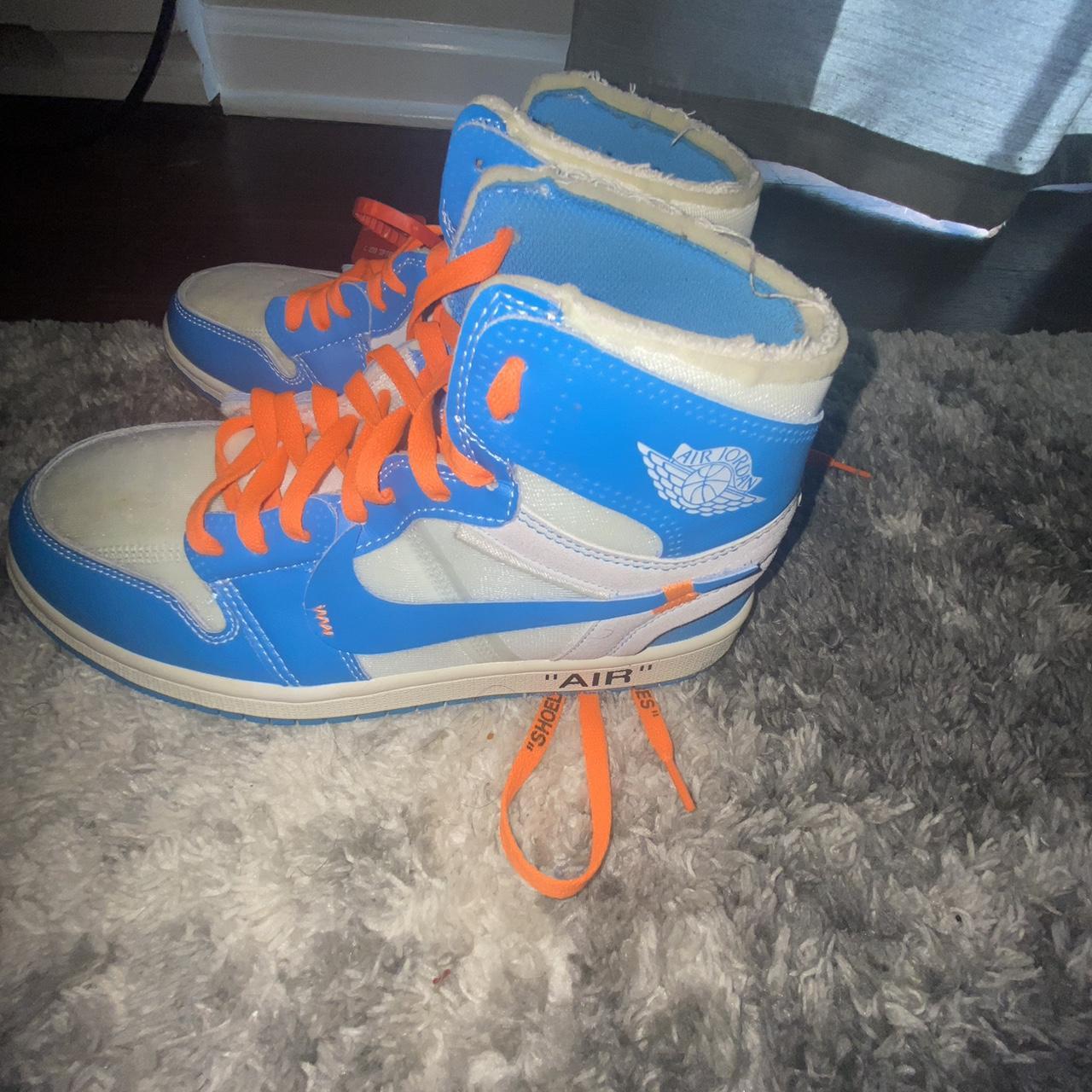 blue and orange off white jordans
