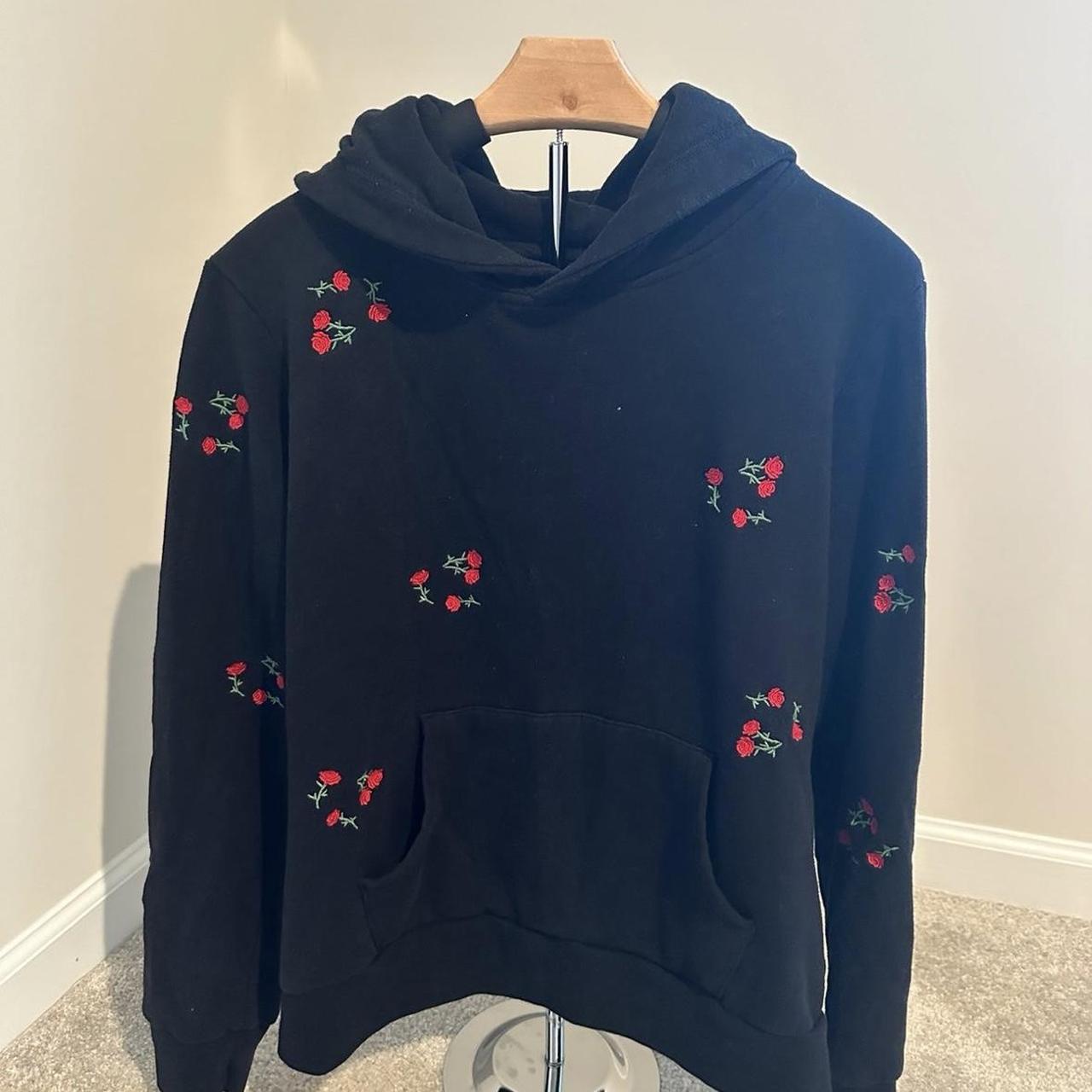 Rose embroidered clearance hoodie womens