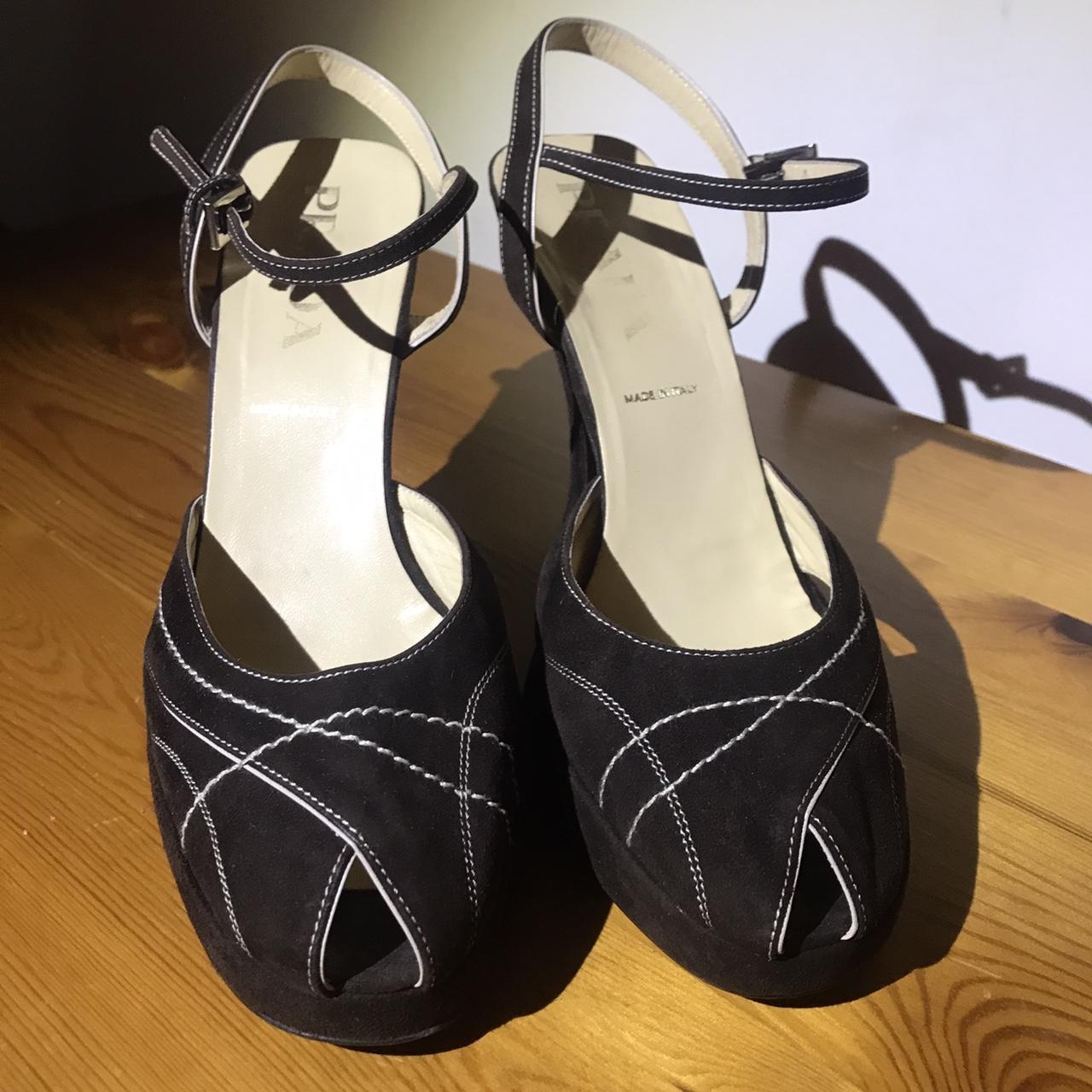 Prada Women's Brown and White Sandals | Depop