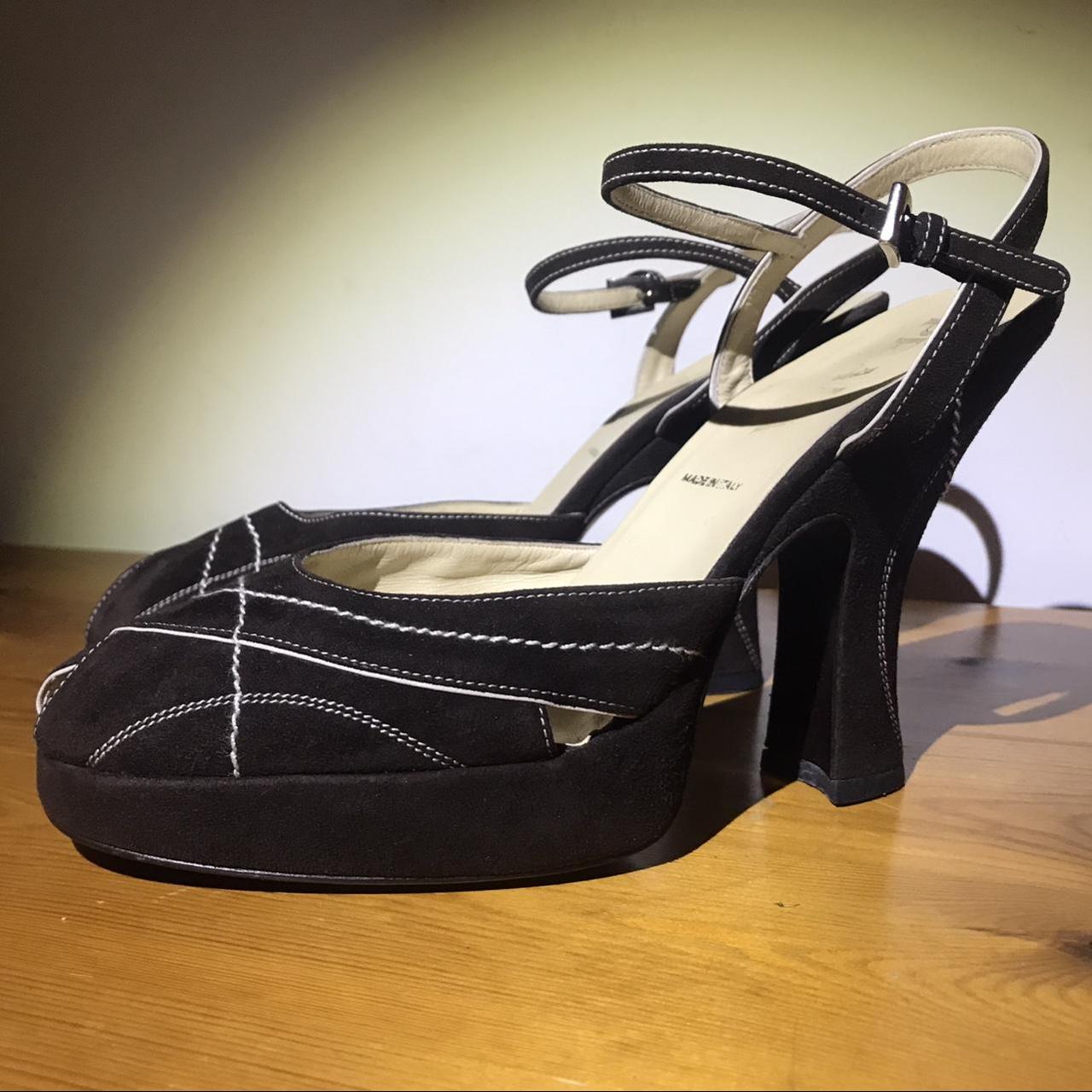 Prada Women's Brown and White Sandals Depop