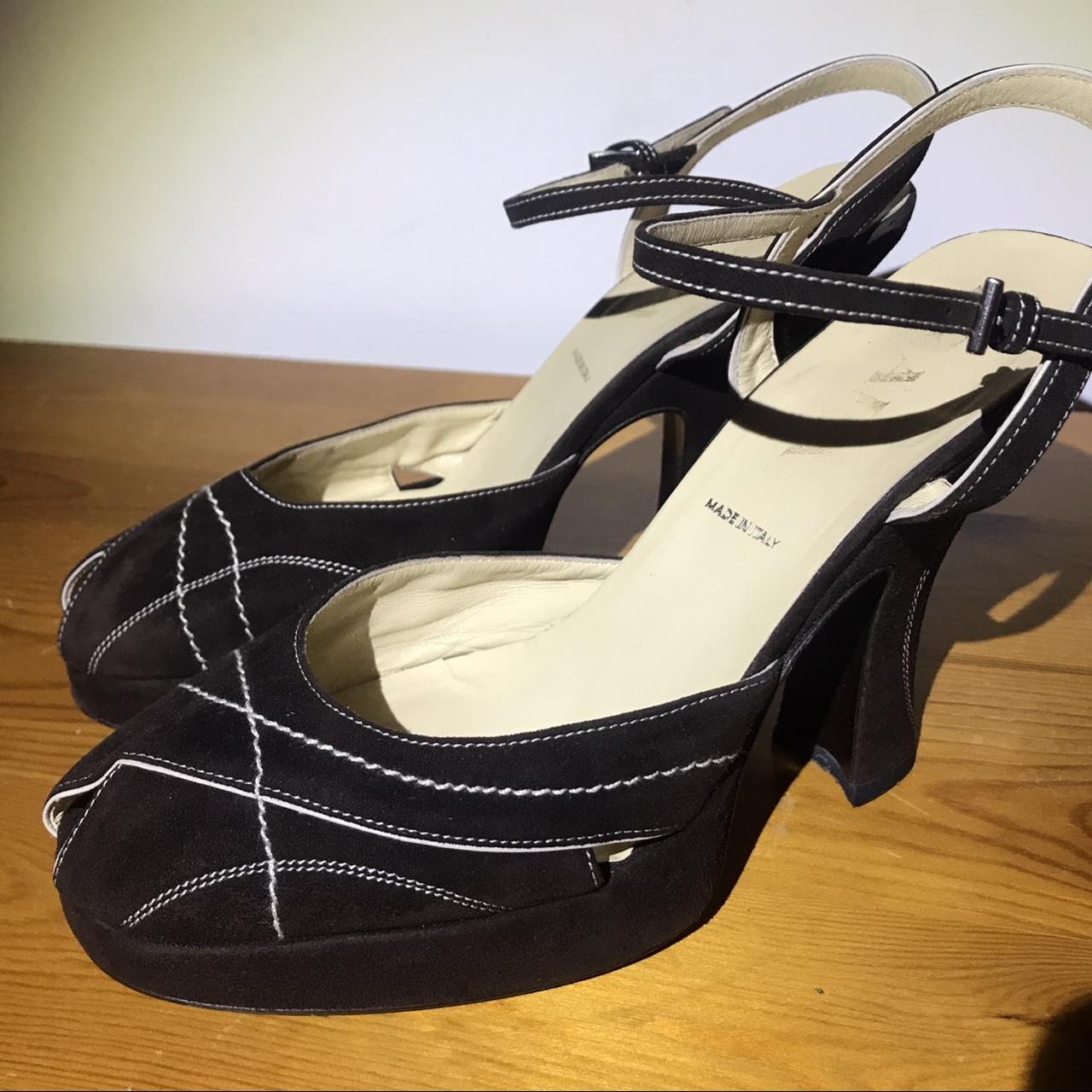 Prada Women's Brown and White Sandals Depop