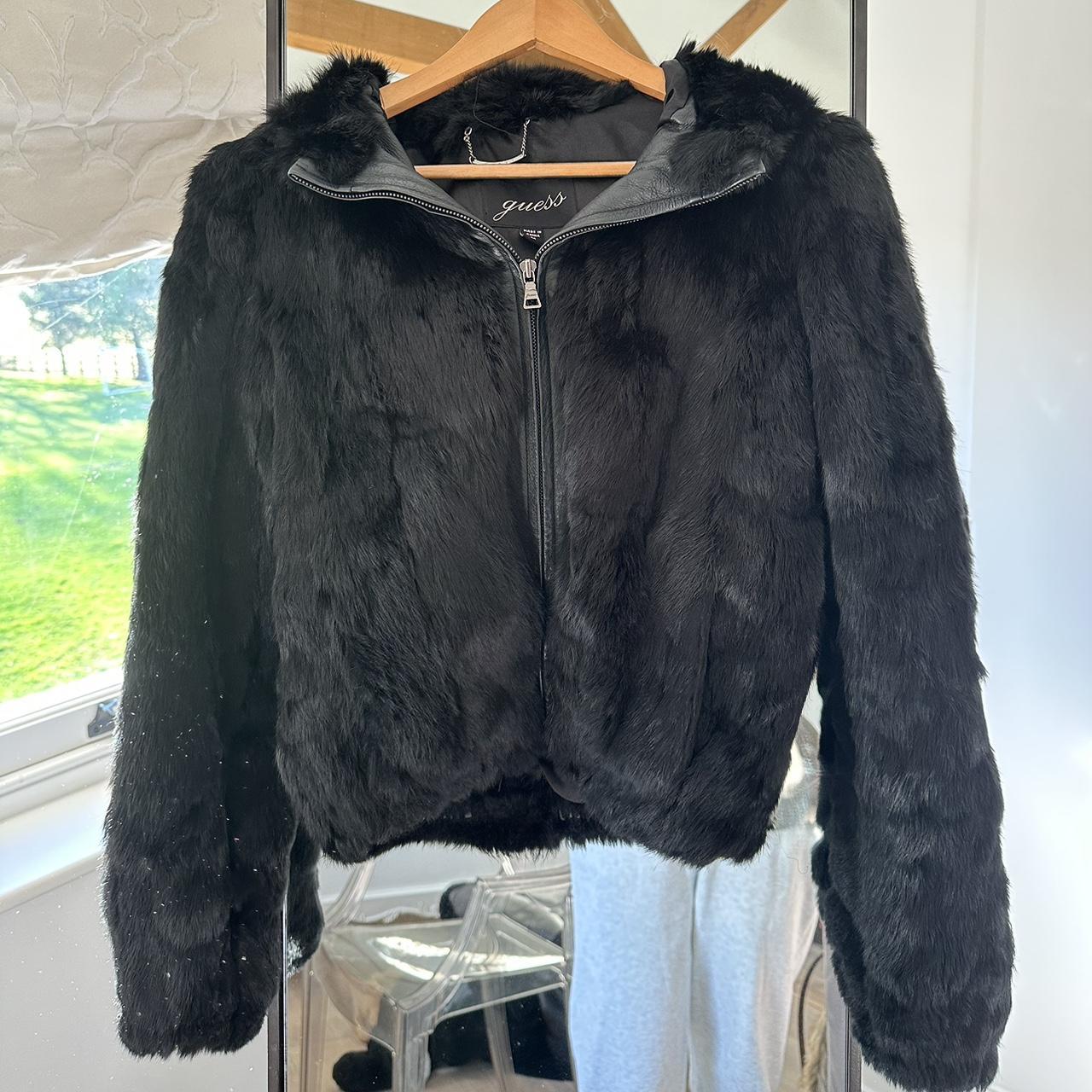 Guess rabbit outlet fur jacket