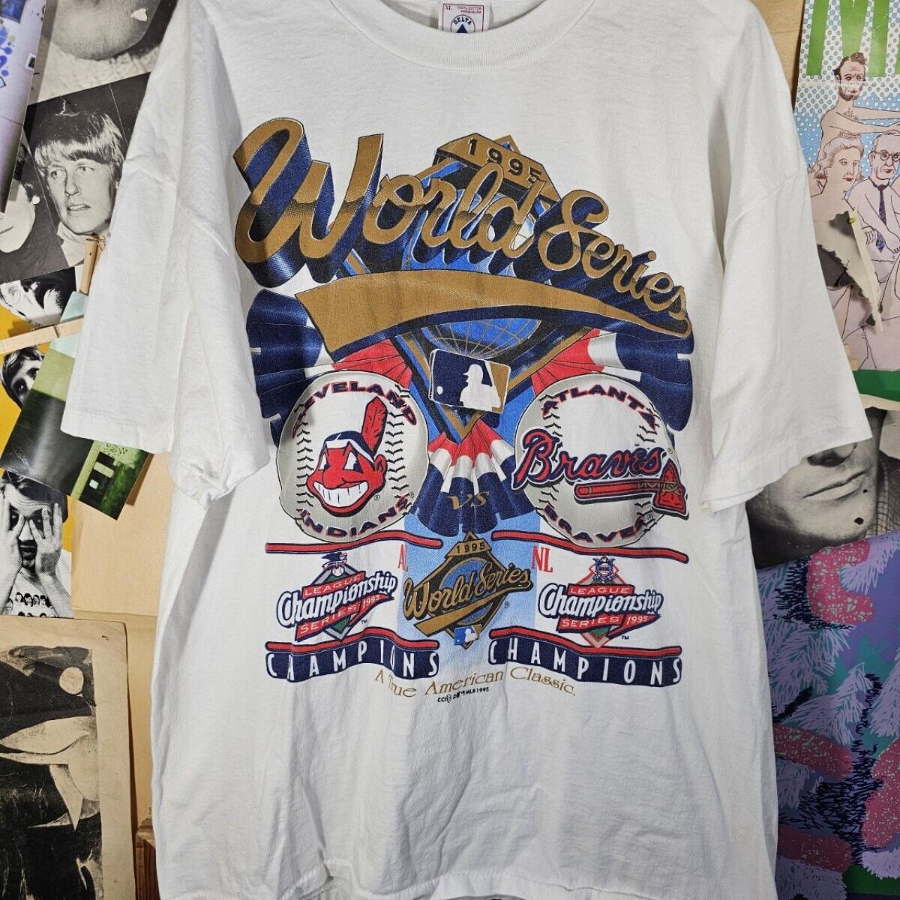 Vintage 90s Atlanta Braves Cleveland Indians 1995... - Depop