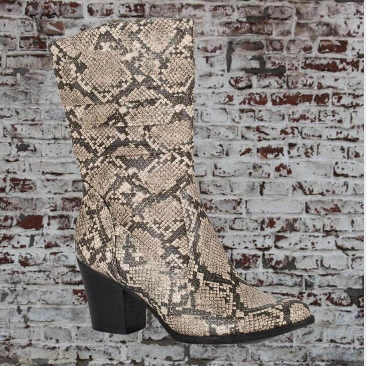 Mid calf sale snakeskin boots