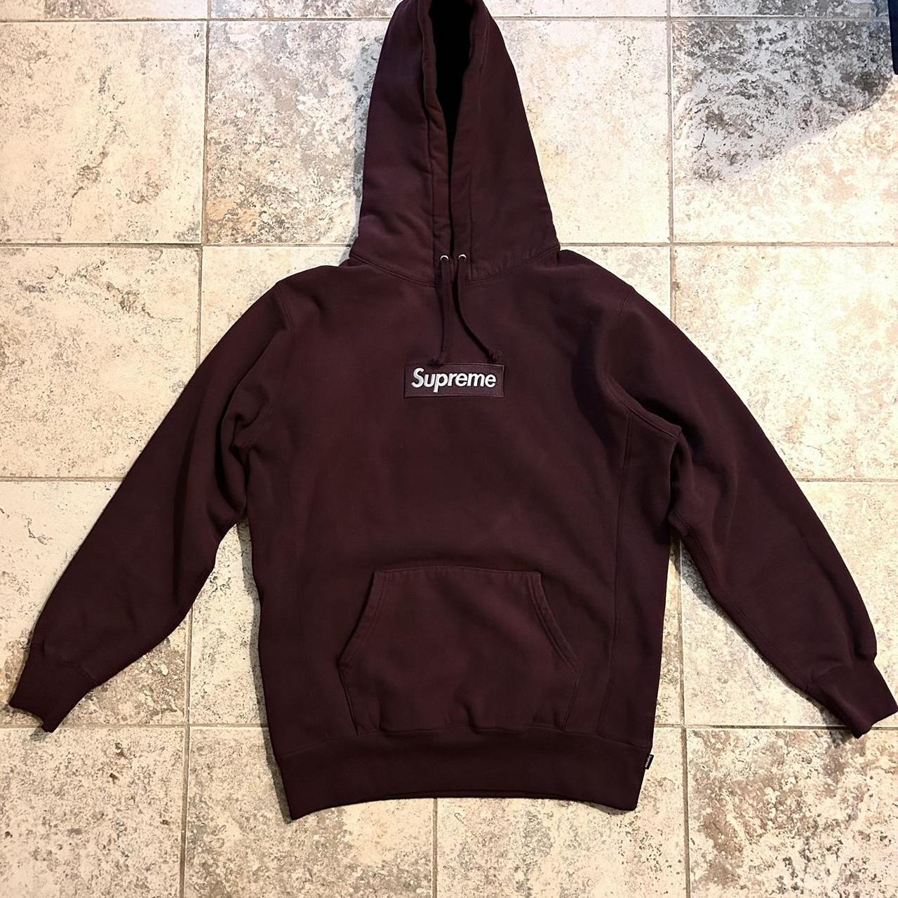 Supreme maroon hot sale hoodie