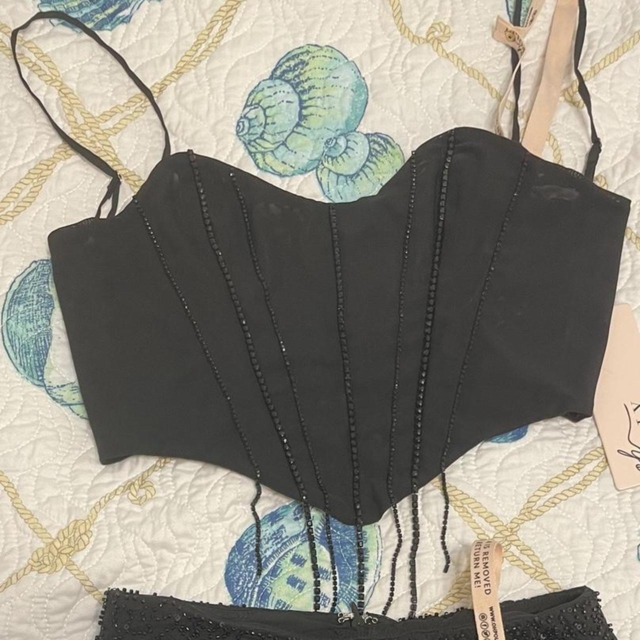 Oh Polly Embellished Corest Top in Black Depop