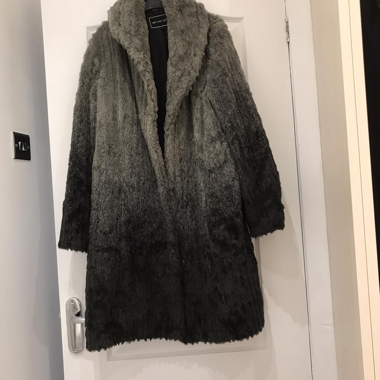 Per una faux fur grey and black coat size large