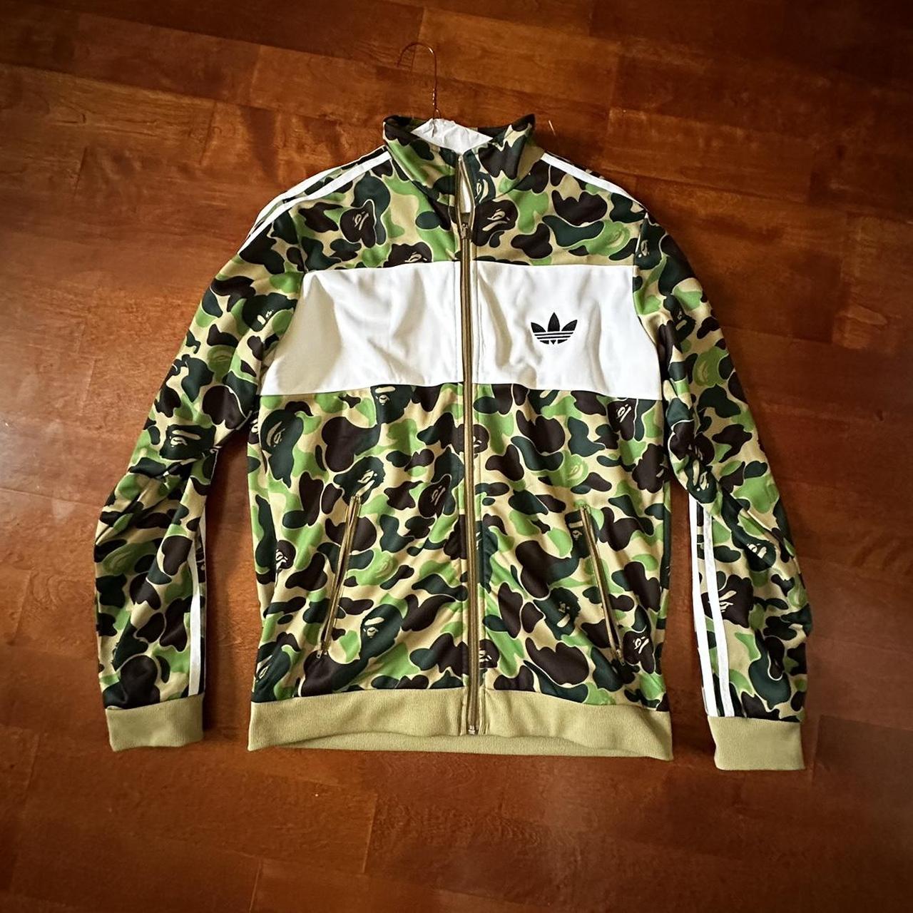 Adidas Originals BAPE green and white camo track. Depop