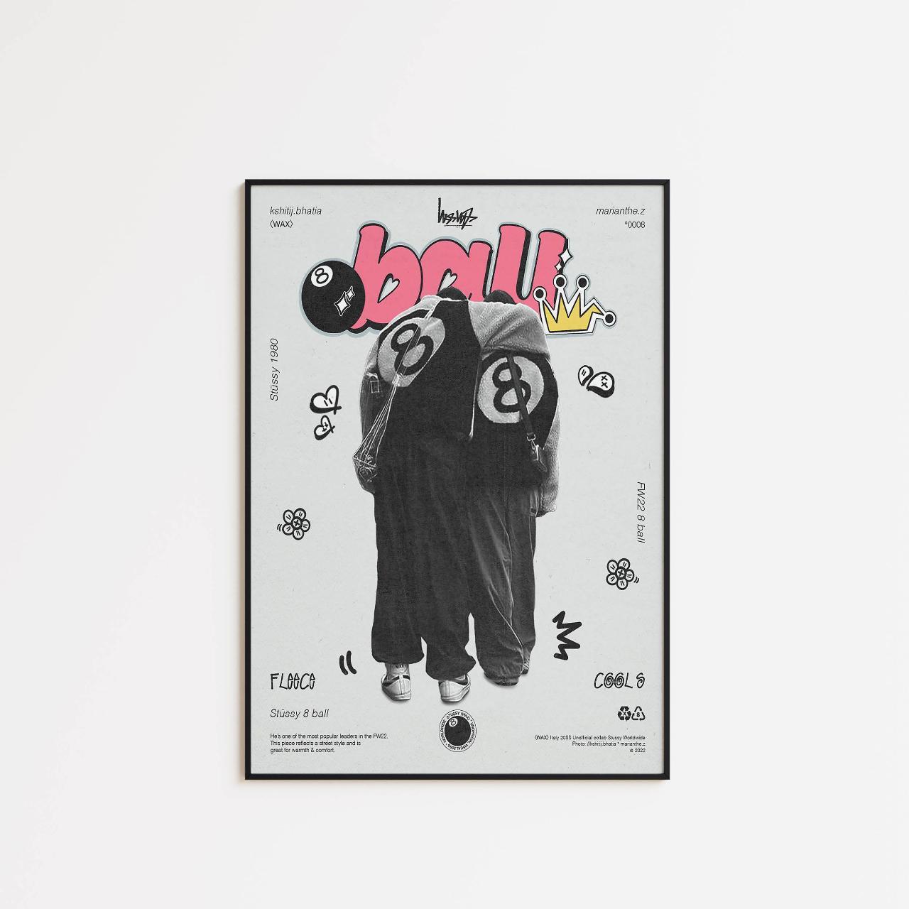 🖤 Stussy x 8 Ball Graphic Streetwear Vintage Style - Depop
