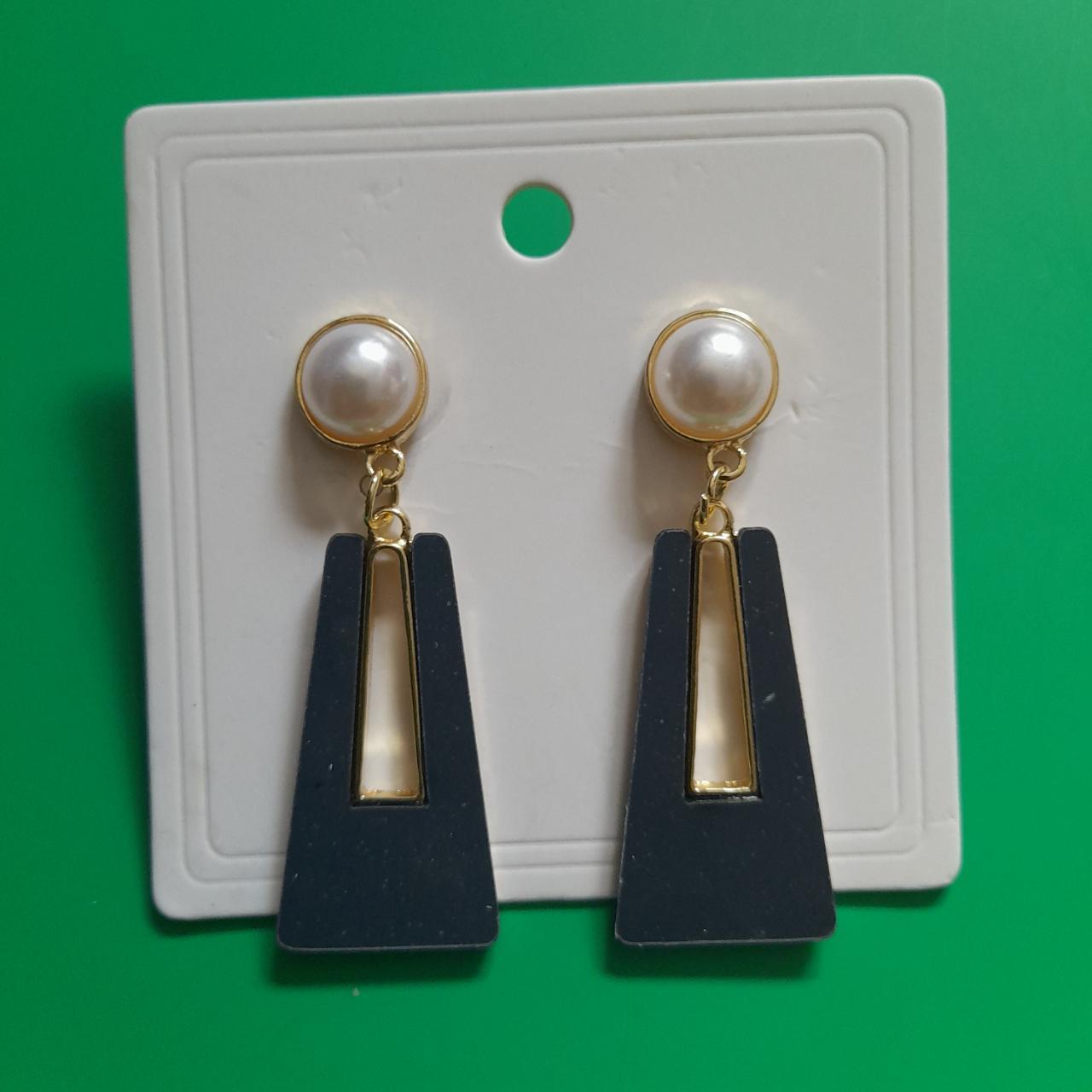 Faux Pearl Acrylic Geometric Ladder Drop Earrings Depop