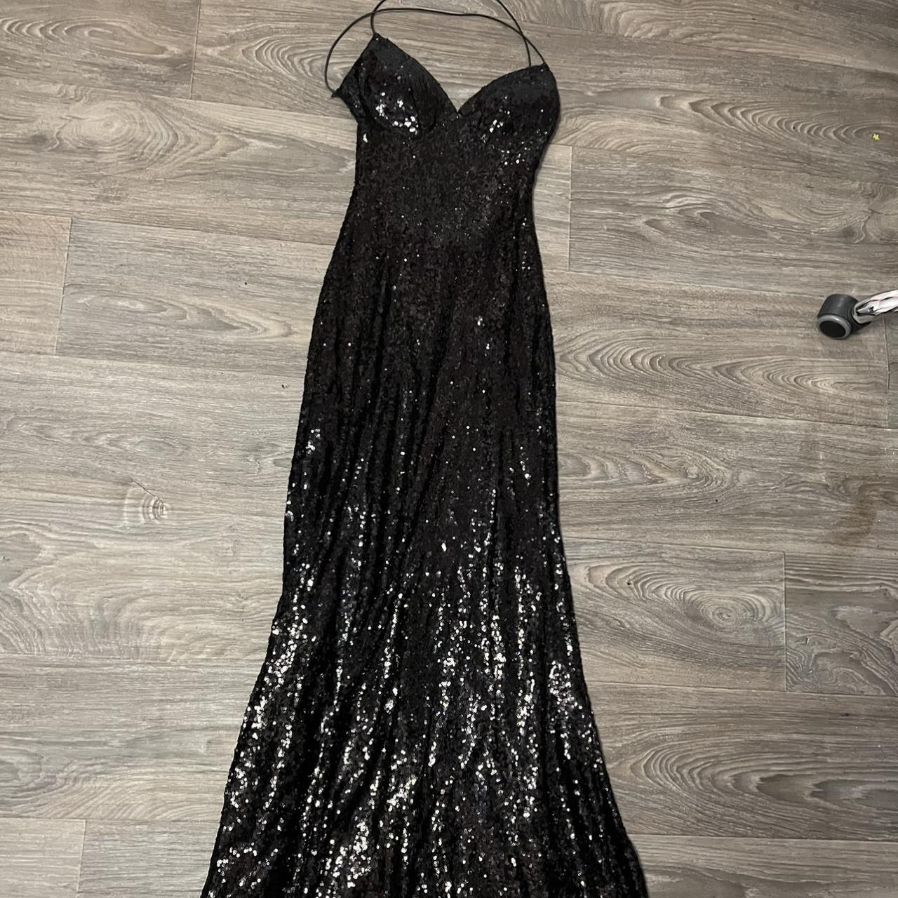 Long Prom Dress , in black size 5/6 , cute cross... - Depop