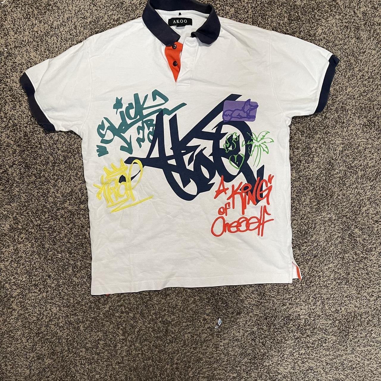 Vintage Y2K akoo polo tee graffiti depop vintage. Depop