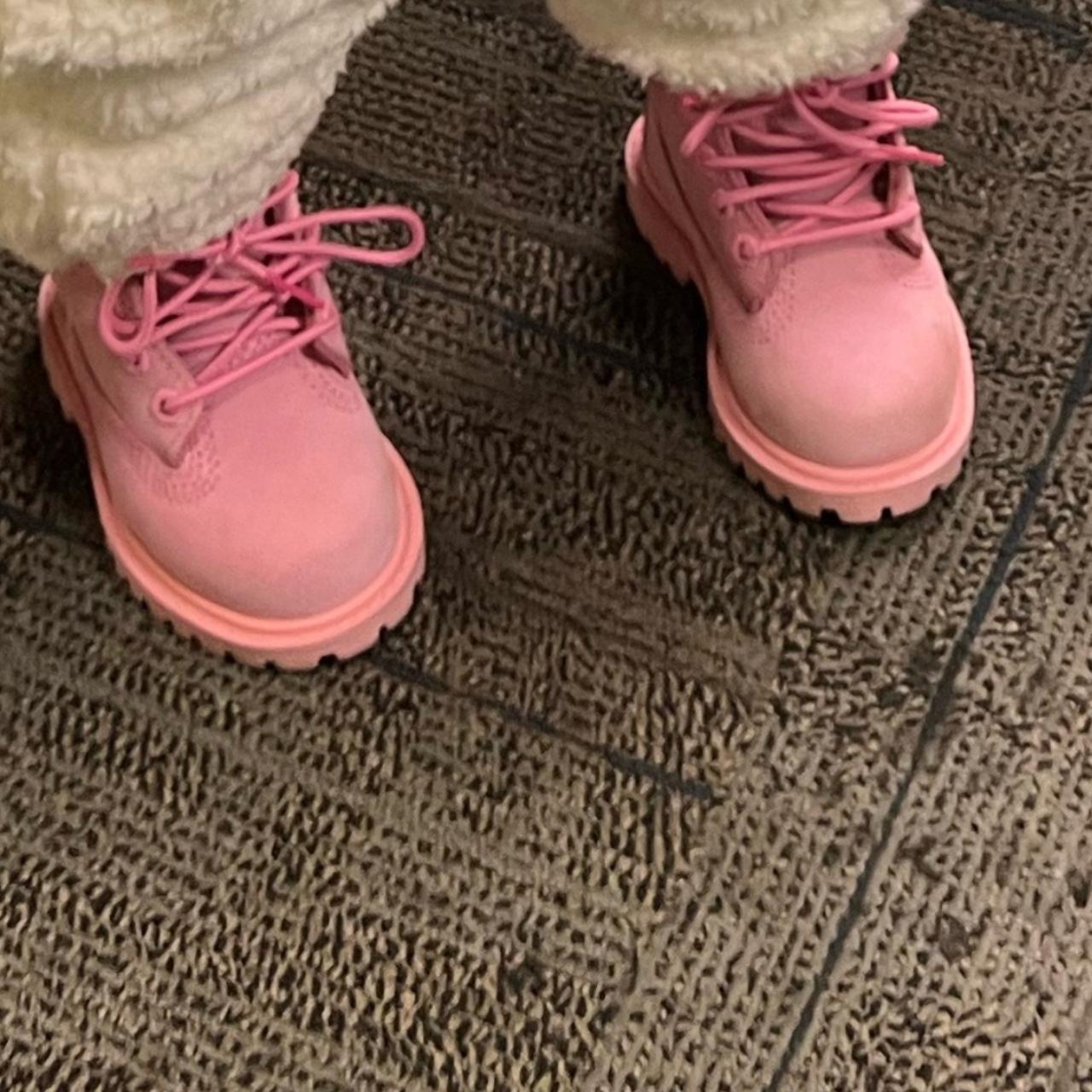 Pink timbs size 4c Depop