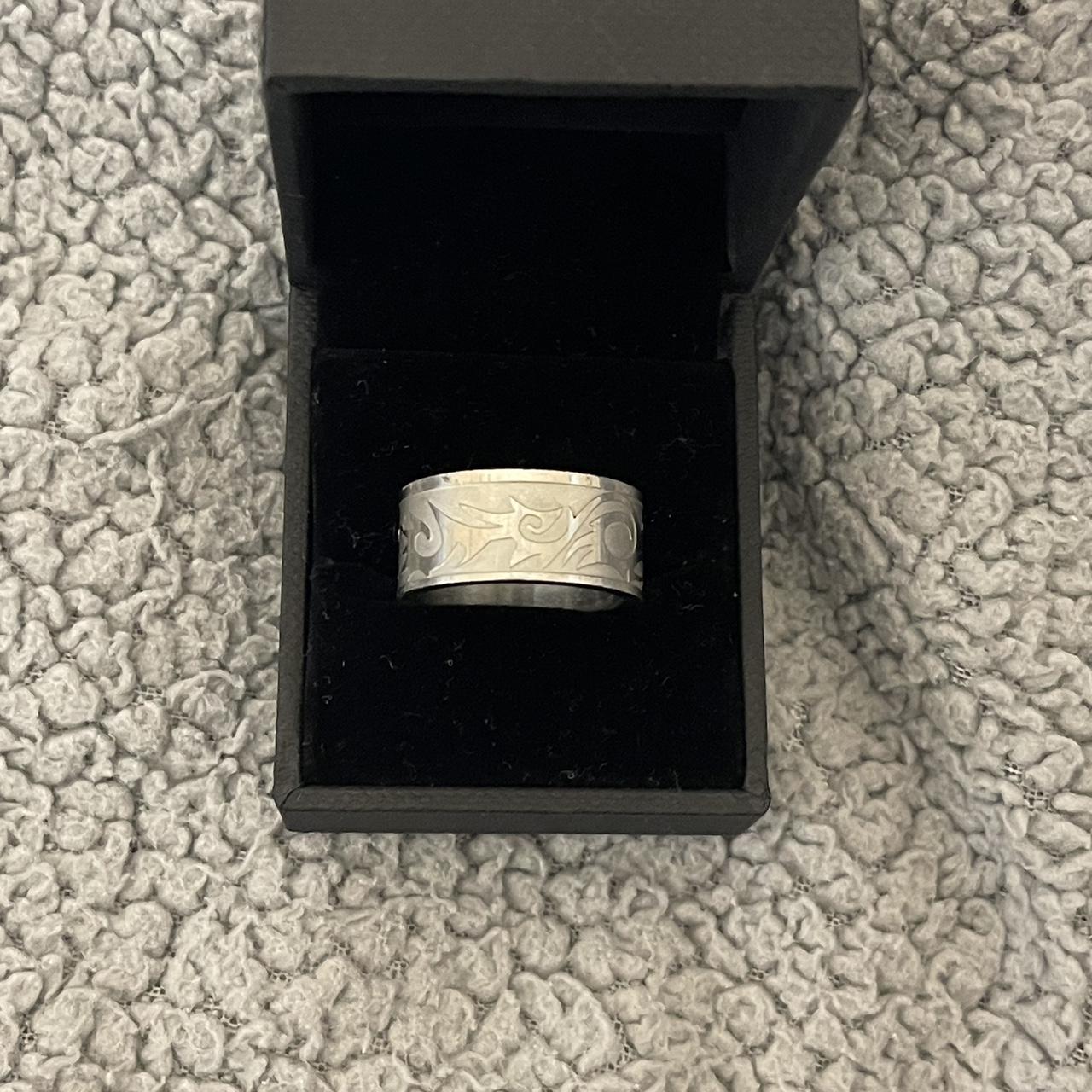 Men's Stainless Steel Matt & Polished Ring- Size=R - Depop