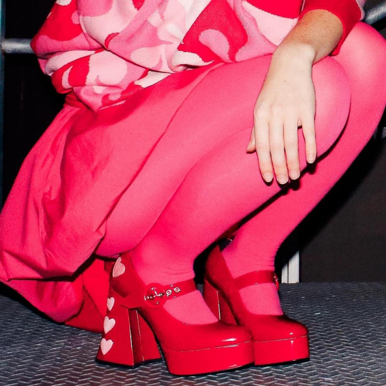 LAMODA red MaryJane style platforms with pink suede... Depop