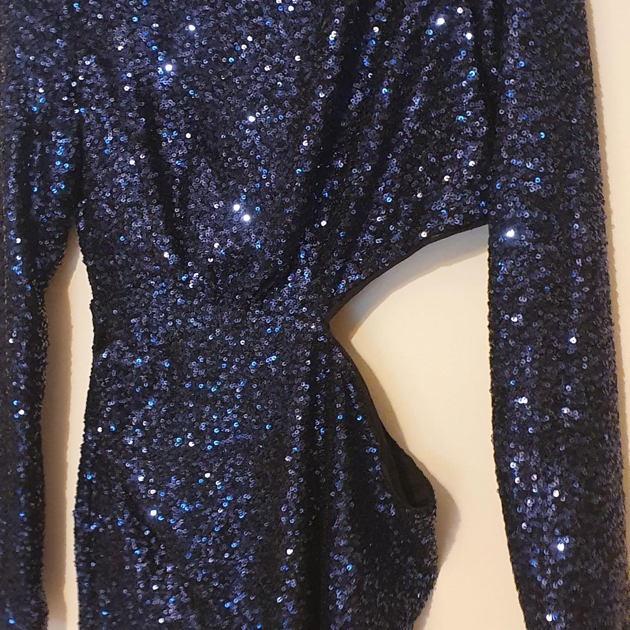 Stretch Sequin Mini Dress Long Sleeve Cut Out Mini... - Depop