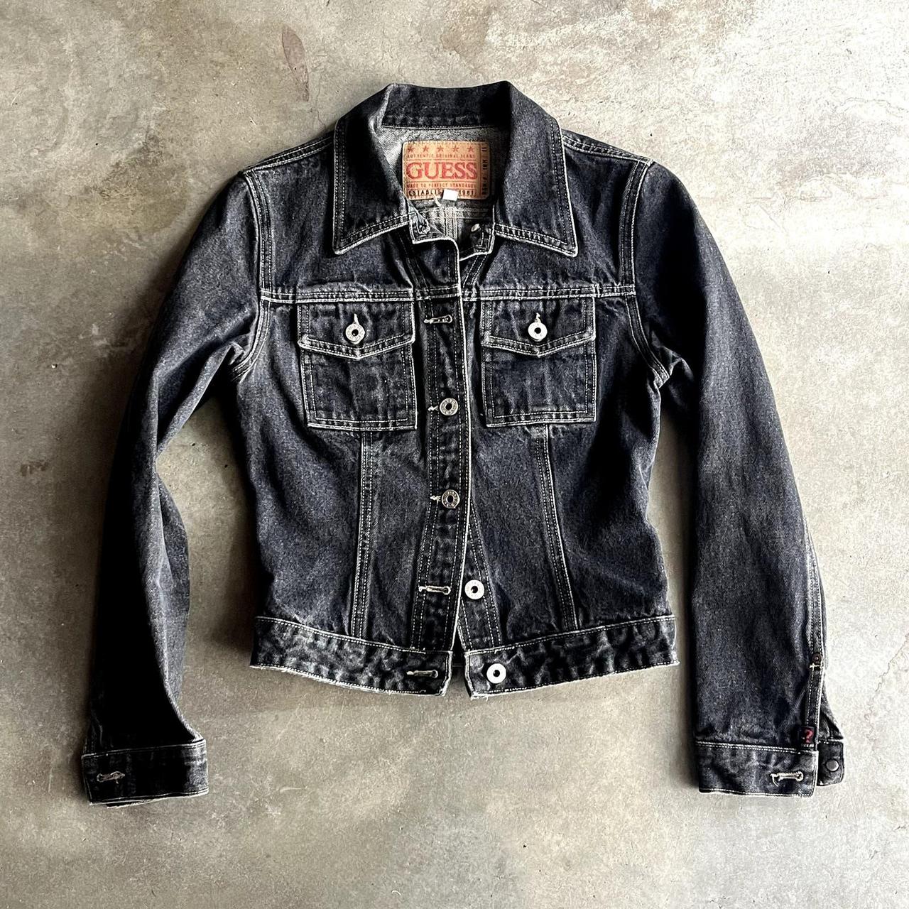 Black guess denim jacket hotsell