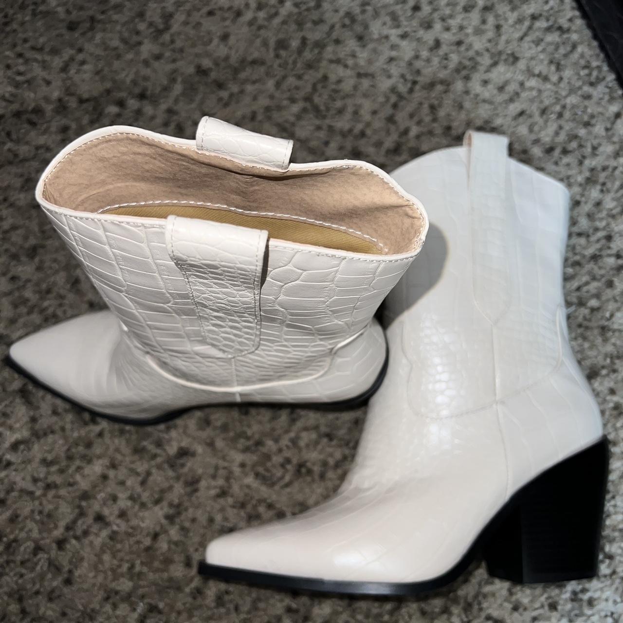 Princess Polly Jenny Croc Cowboy Boots White Size 6.... Depop