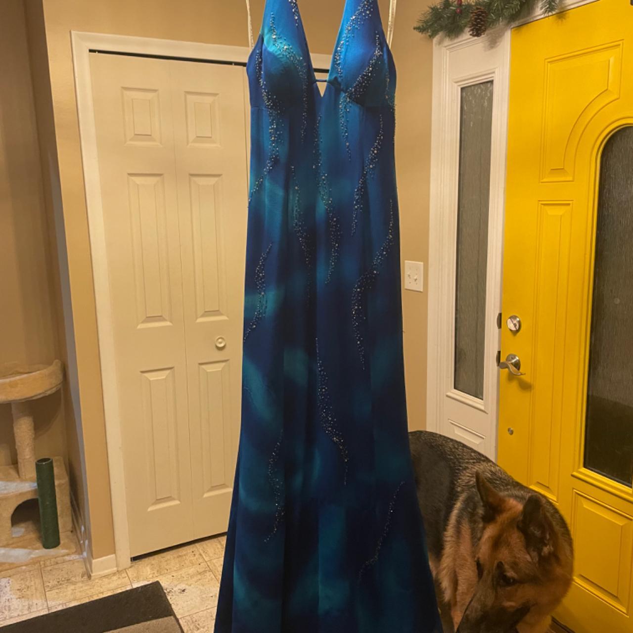 Beautiful royal blue beaded gown from the 90s/00s.... - Depop