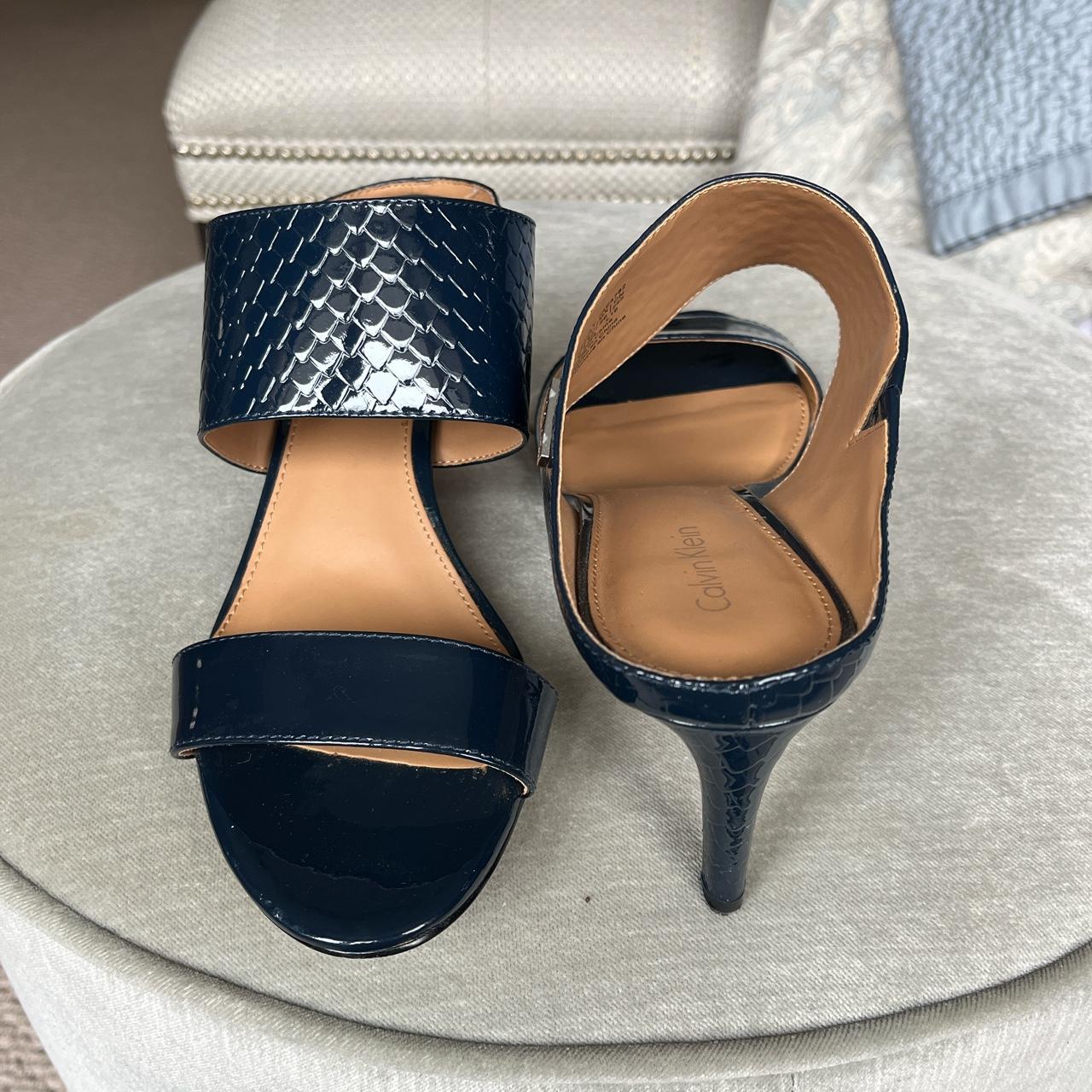 navy blue open toe heels