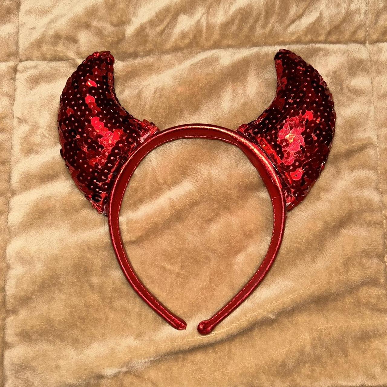 Red sequence devil horn headband Average one size... - Depop