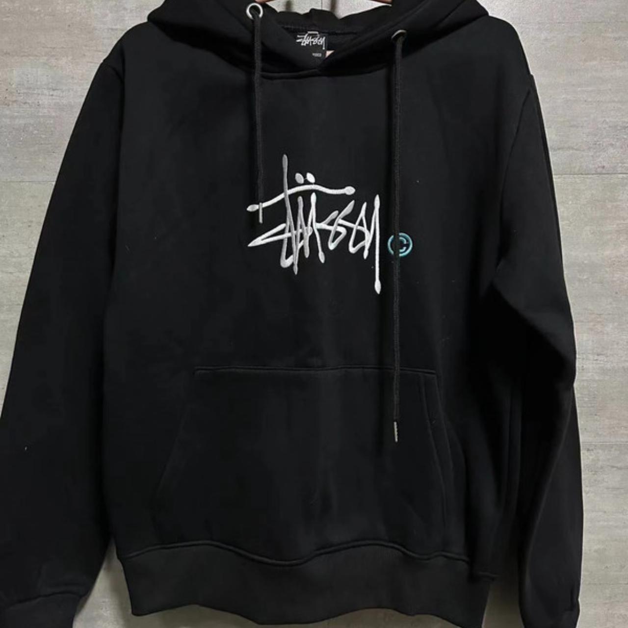 Stussy black discount hoodie depop