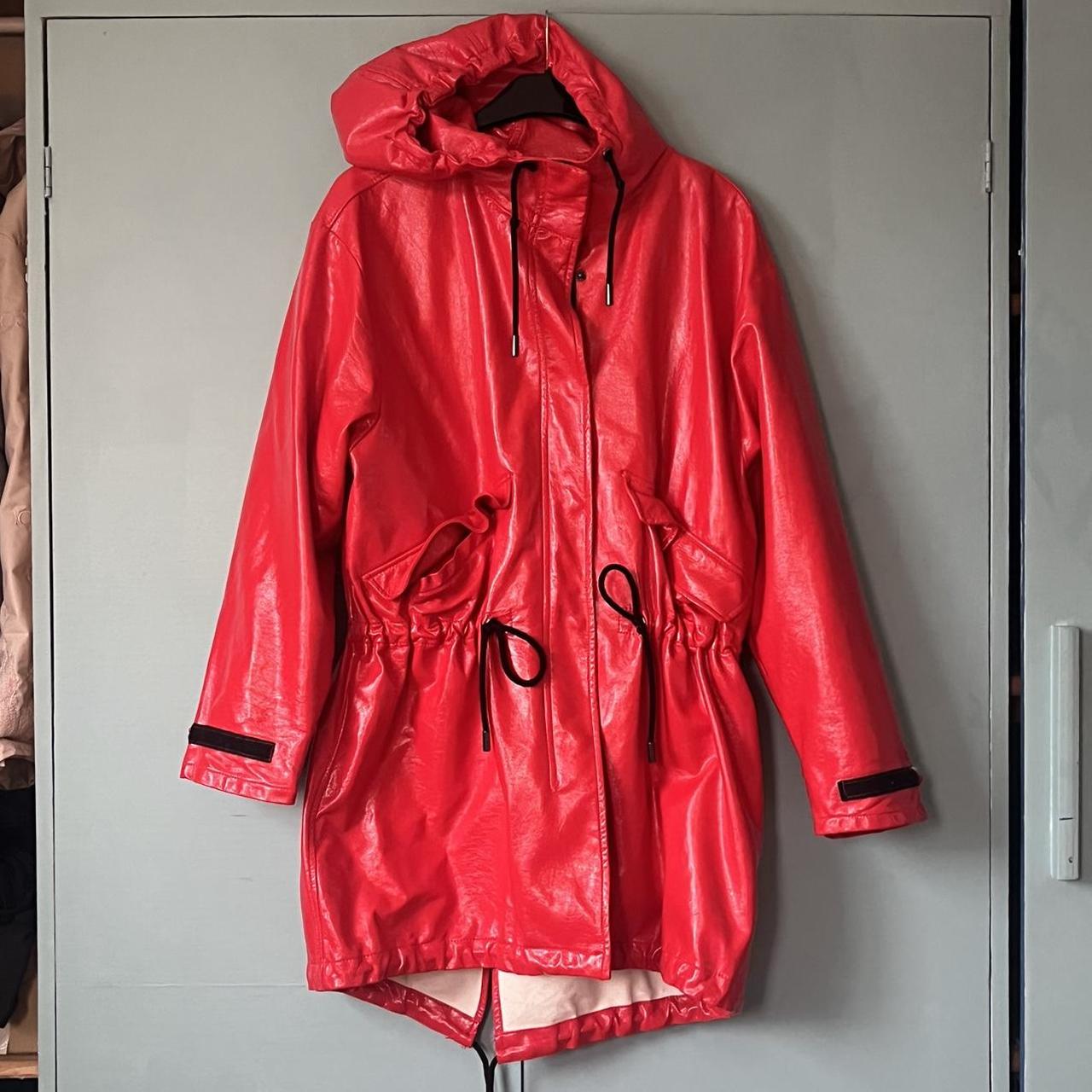 Bright Red raincoat with warm white lining to keep. Depop