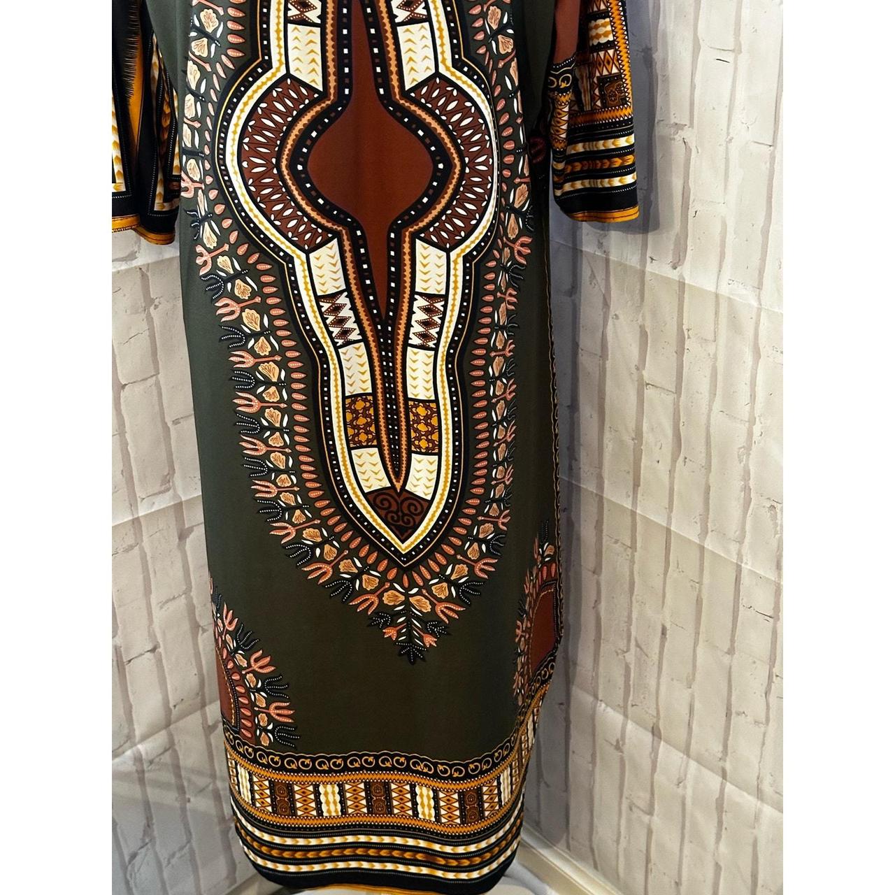 Dashiki Border Print Bodycon Dress Size 22 24 Depop