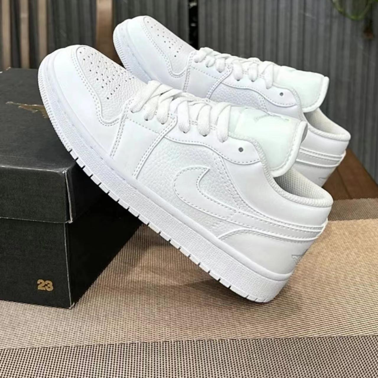 low top all white jordan 1